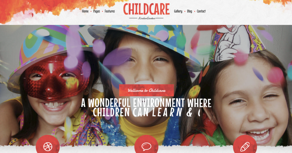 Childcare - kids party planner  WordPress theme